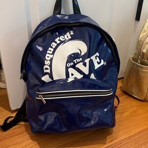 Blue patent leather Dsqaured boys backpack